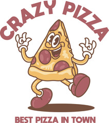 mascot pizza cartoon logo illustration