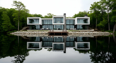 Contemporary Lakeside Residence Harmoniously Blending Modern Architecture and Natural Reflections
