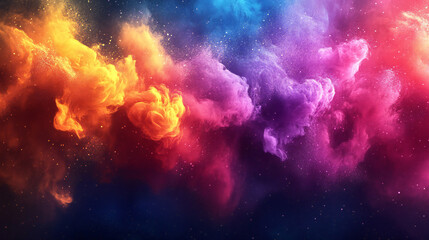 Fototapeta premium Abstract rainbow color ink splatter swirl background, fantasy flower texture watercolor illustration of paint brush stroke explosion, modern vibrant powder motion 3d digital artwork holiday wallpaper