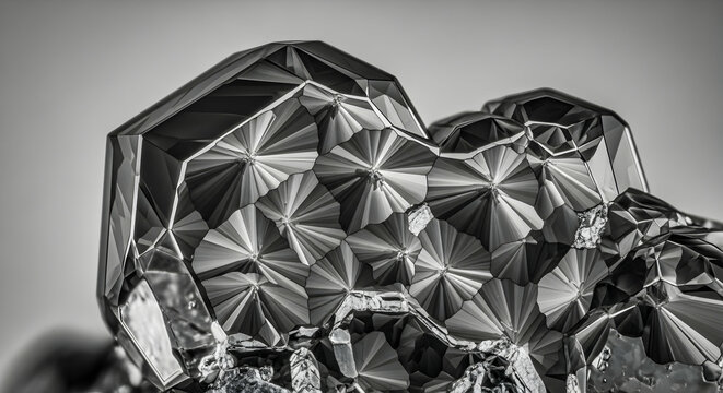 Monochrome Geometry: Abstract Crystallized Formations With Intricate Angular Details