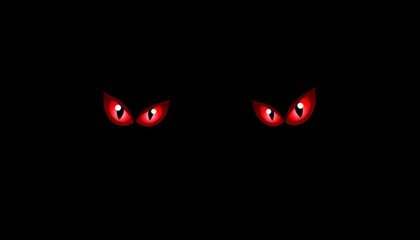 Two glowing red eyes in the dark