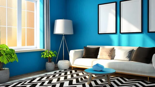 Cozy living room with a pop of teal