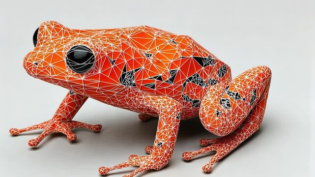 Orange frog with a geometric, polygonal design