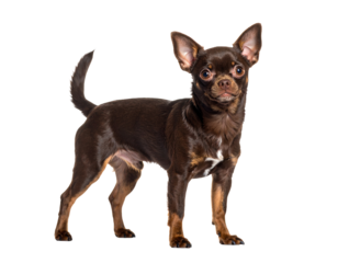 Cute brown Chihuahua standing proudly.