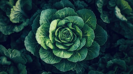 Fototapeta premium Close-up of vibrant green cabbage