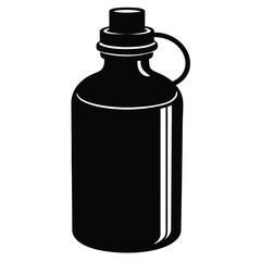 black plastic bottle isolated
