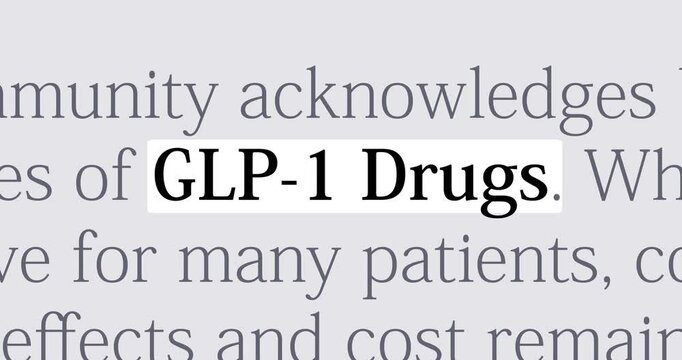 GLP-1 drugs in the news titles across international media, changing media headlines with anti-obesity medications, news overview, loop footage