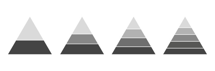 Set of pyramid inforgaphic. Gray template for diagram, presentation and pie chart. Vector illustration
