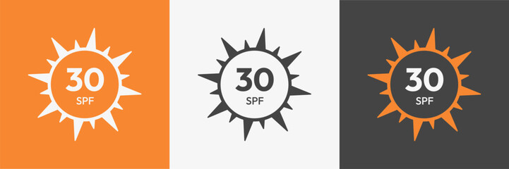 SPF 30 sun protection. Resistant Sunblock icons. Vector illustration