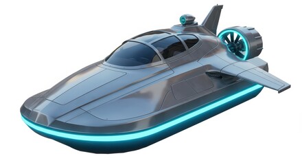 Futuristic Hovercraft: A Sleek, Silver Design