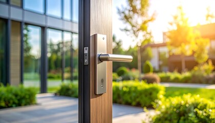 Open door to modern home.