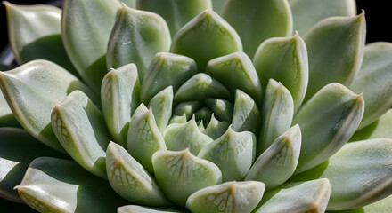Fototapeta premium Elegant Echeveria Succulent Exhibiting Its Subtle Green Petals In Fine Detail