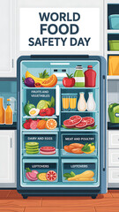 World Food Safety Day. Compost bin with organic waste recycling. Food Safety Day Story