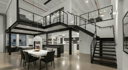 Modern Open Concept Loft Interior Design With Mezzanine Levels And Clean Lines