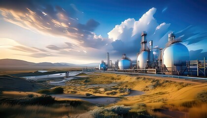 Modern Industrial Complex Under Dramatic Sky with Rolling Clouds