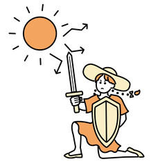 紫外線から身を守る女性をイメージしたイラスト
