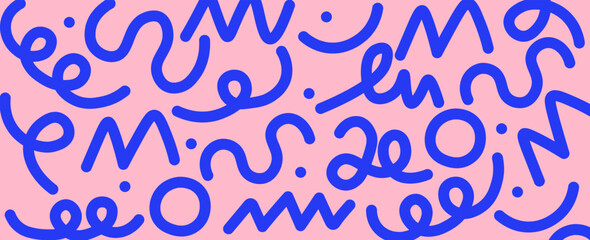 Memphis seamless geometric pattern. Multicolored abstract background in retro style of the 80s, 90s with various shapes: circles, dots, zigzags, spirals, wavy lines. eps 10