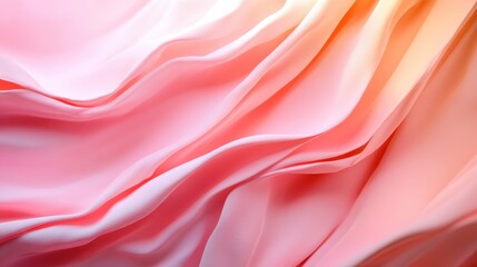 An abstract close-up of soft pink fabric gracefully flowing with gentle ripples and folds, creating a serene and calming visual experience.