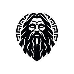 A strong, masculine logo symbol illustrated in black line art on a white background