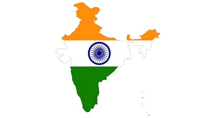 India map with flag design.
