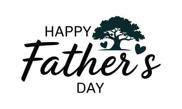 Happy Father's Day Tree Vector Design with Heart Elements – Editable SVG
