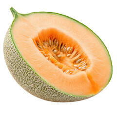 Isolated Cut Cantaloupe Half
