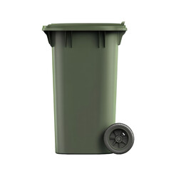 Isolated Green Garbage Can with Wheel
