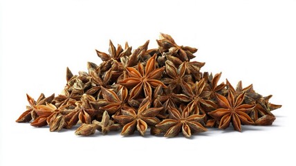 Obraz premium Star anise pile on white background. Neural network AI generated