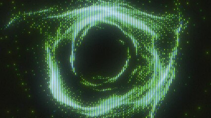 4K Seamless loop of abstract green digital vortex with CRT scanlines and pixel distortion, glitch animation for motion graphics overlay, screen mode, cyberpunk data stream and tech tunnel aesthetic - Powered by Adobe