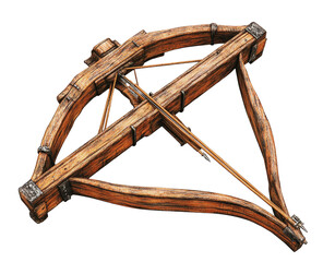 Isolated Intricate Wooden Crossbow