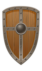 detailed vector illustration showing of fantasy and ancient weapons shield isolated on white background