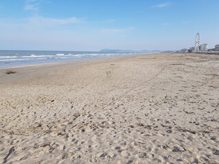 Beach and sea with blue sky in winter season,Thailand