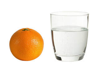 Isolated Orange with Glass of Water