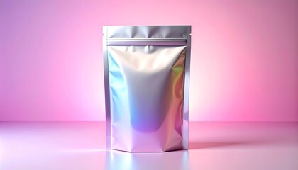 Iridescent Foil Pouch Mockup.
