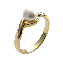 Isolated Golden Ring with Pearl