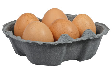 Isolated Tray of Brown Eggs