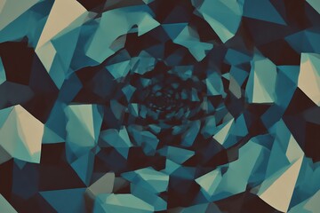 Obraz premium Abstract geometric tunnel in teal and tan