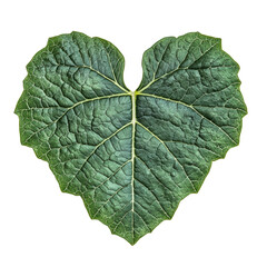 Isolated Heart Shaped Green Leaf with Visible Veins