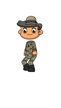 Cartoon Soldier Walking Loop, Chibi Style with Military Outfit