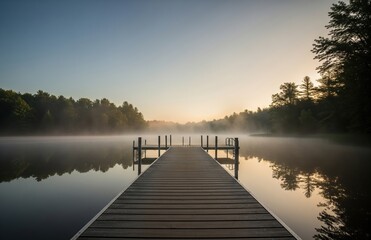 Naklejka premium Dock Surrounded By Calm Nature