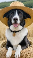 portrait of a dog with hat
