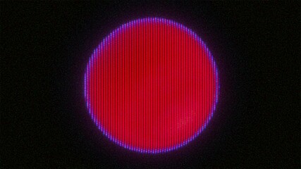 4K Seamless loop of glowing red circle with purple CRT halo and pixel scanlines, analog glitch flicker for motion graphics overlay, screen mode, cyberpunk minimalism and tech interface aesthetic - Powered by Adobe