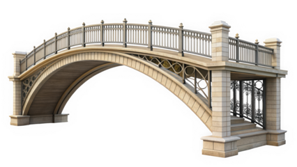 A beautifully designed arch bridge with intricate details, showcasing elegant railings and a sturdy stone structure, perfect for enhancing any scenic landscape.