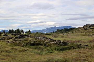 Thingvellir is a historical site and national park in Iceland, east of Reykjavík, known for the Althing, Iceland's parliament from the 10th to the 18th centuries