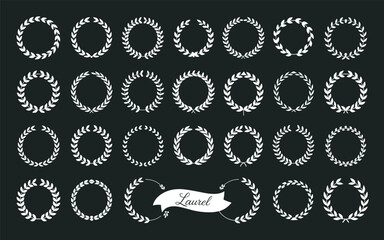 Laurel wreath vector set, vintage leaf frame collection, award emblem icon, victory badge, decorative design elements, © Legend Monir