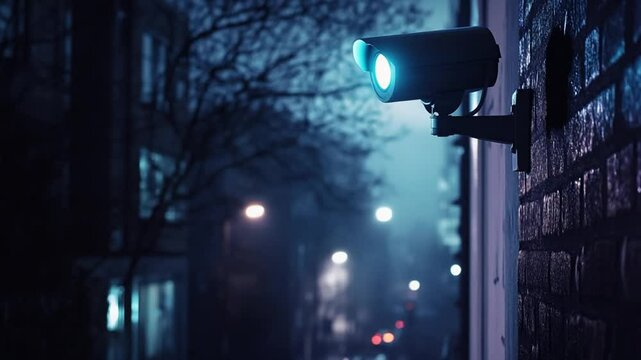 Night Vision Security Camera on Brick Wall