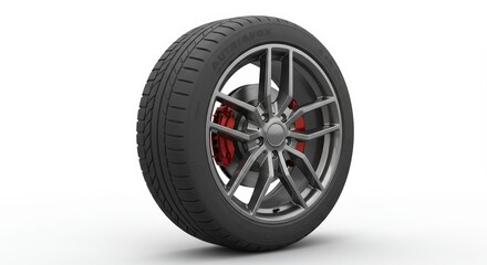 Sleek Alloy Wheel with Red Calipers