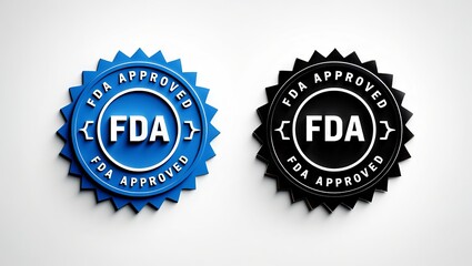 Fototapeta premium FDA Approved Seal Blue and Black 3D Render, fda, approved, seal, graphic, official, graphics, visual, resource, legal, certificate, pharmaceutical, authority, premium, mark, government, post, quality,