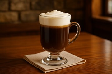 Fototapeta premium Classic Irish Coffee with Thick Whipped Cream