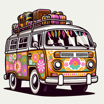 hippie van vector illustration